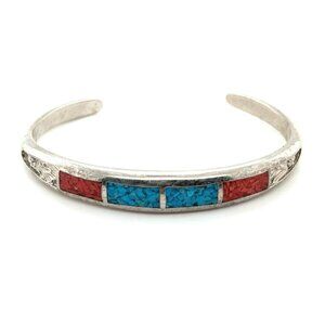 Faux Coral/Turquoise Cuff